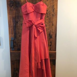 Coral Strapless HighLow Adrianna Papell Dress wBow
